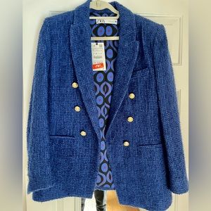 Zara royal blue double breasted blazer